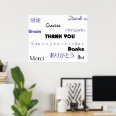 Merci (en noir et bleu002) Impression (Bureau à domicile)