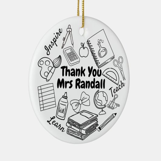 Merci Enseignant Doodle Ornement (Droite)