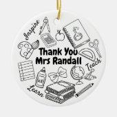 Merci Enseignant Doodle Ornement (Devant)