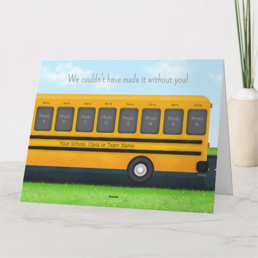 Merci Enseignant École Jaune Bus 16 Photos Carte (Dos)