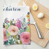 Merci Enseignant Peint Floral Serviette de cuisine (Quart Plié)