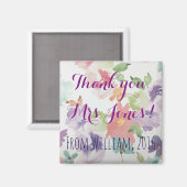 Merci Enseignant (Votre Nom) Fleurs Magnet (Recto/Verso)