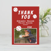 Merci Entraîneur Carte photo de baseball rouge (Debout devant)
