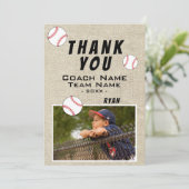 Merci Entraîneur Rustique Carte photo de baseball (Debout devant)