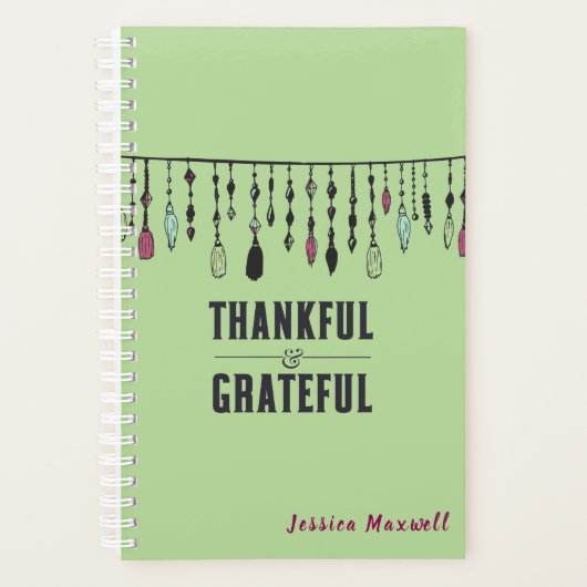 Merci et Grateful Boho Tassels Spiral Planner (Devant)