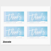 Merci Étiquette d'Aquarelle Bleue Mini Vin Champag (Feuille)