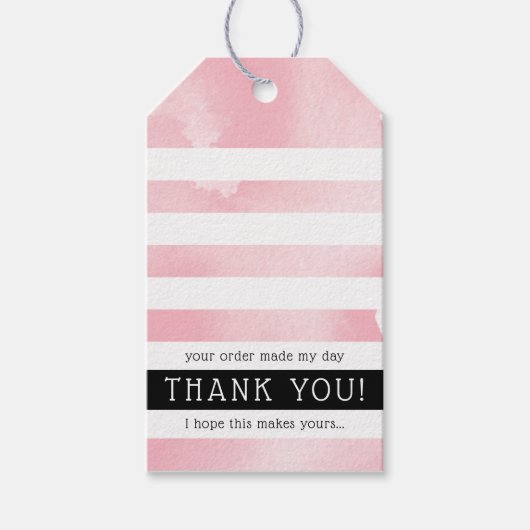 MERCI ÉTIQUETTE moderne rayure rose blush aquarell (Devant)