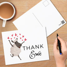 Merci Ewe Sheep avec carte postale Merci Red Heart