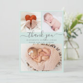 Merci Faire-part de naissance Aqua Photo Collage (Debout devant)