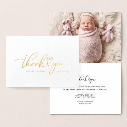 MERCI | Faire-part de naissance avec lettrage à fe (Affichage)