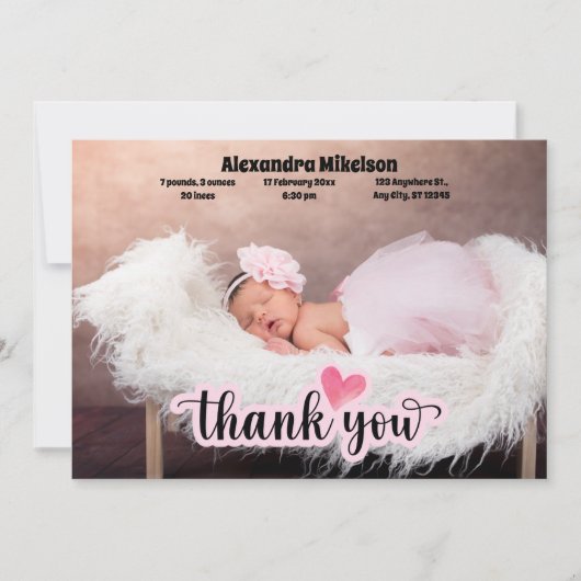 Merci Faire-part de naissance bébé (Devant)