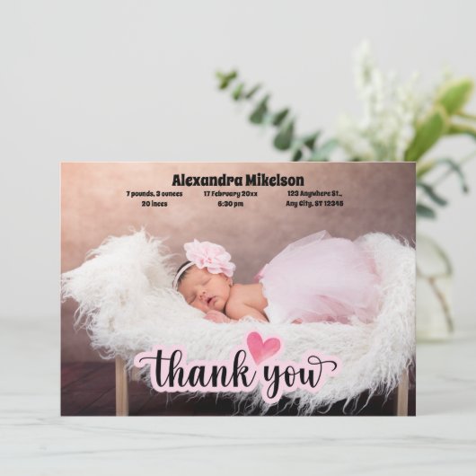 Merci Faire-part de naissance bébé (Debout devant)