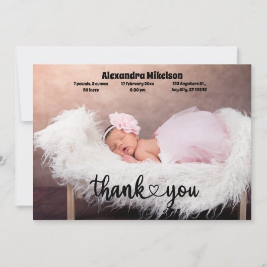 Merci Faire-part de naissance bébé (Devant)