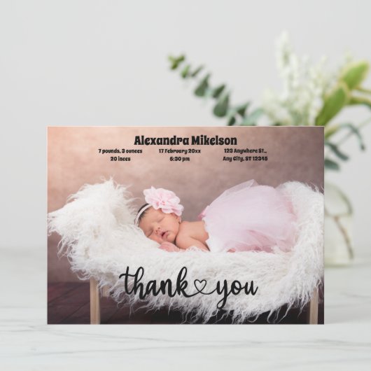 Merci Faire-part de naissance bébé (Debout devant)