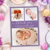 Merci Faire-part de naissance violet photo Collage
