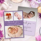 Merci Faire-part de naissance violet photo Collage