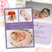 Merci Faire-part de naissance violet photo Collage