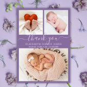 Merci Faire-part de naissance violet photo Collage