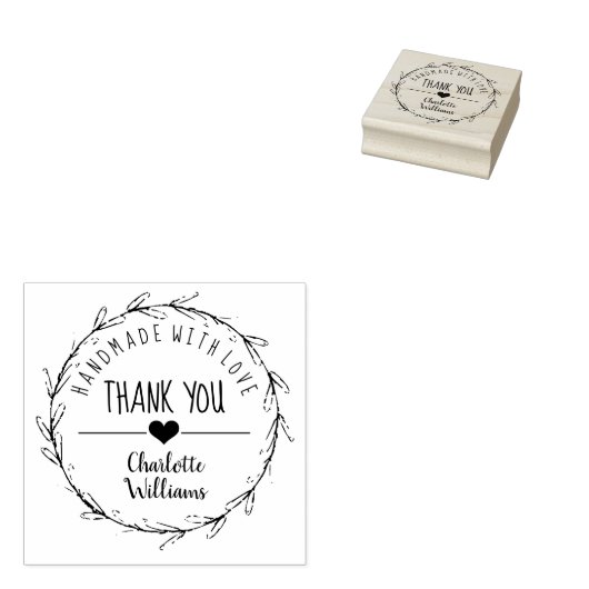 Merci fait à la main avec tampon en caoutchouc d'a (Tamponné)