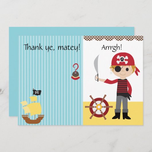 Merci fait sur commande de garçon de pirate (Devant / Derrière)