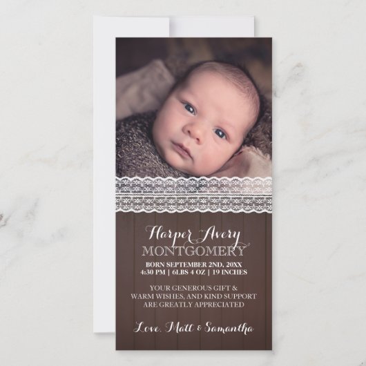 Merci fait sur commande en bois foncé de baby (Devant)