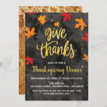 Merci, Falling Feuille Thanksgiving Invitation