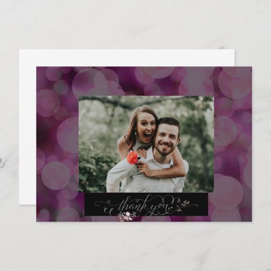 Merci Fancy Script Photo Buble Frame Card (Devant / Derrière)