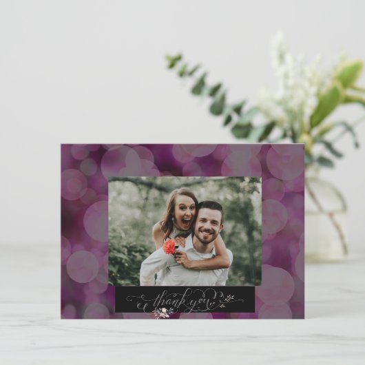 Merci Fancy Script Photo Buble Frame Card (Debout devant)