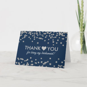 Merci Fausse Glitter Confetti Bleu Marine Argenté