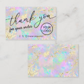 merci faux parties scintillant opal texture carte  (Devant / Derrière)