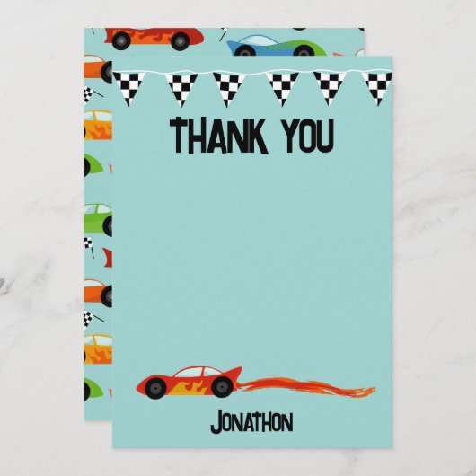 Merci Fête d'anniversaire de voiture de course Enf (Devant / Derrière)