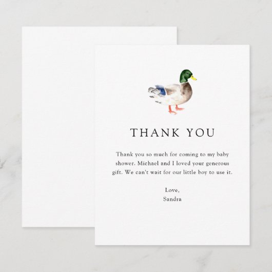 Merci Fête de Bébé Canard Élégant Simple Minimalis (Devant / Derrière)