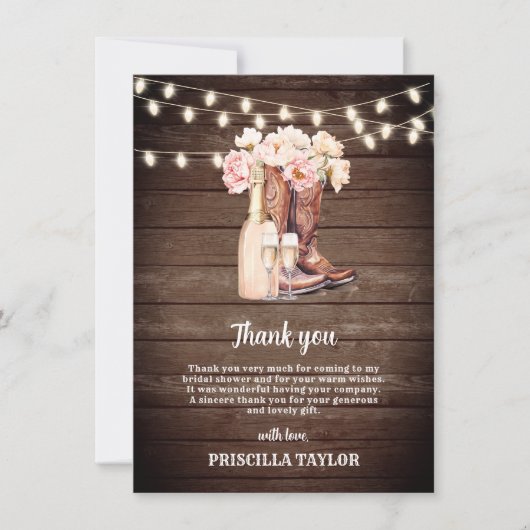 MERCI FÊTE DES MARIÉES Cowgirl rose Bottes rustiqu (Devant)