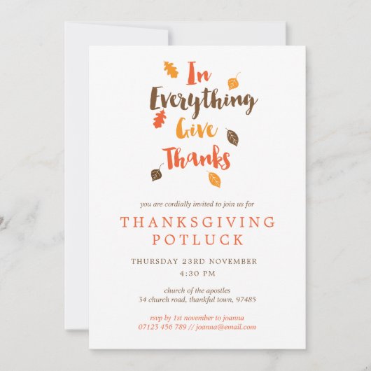 Merci Feuilles Thanksgiving Potluck Invitation (Devant)