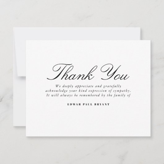 Merci Fiche de note funéraire Bereavement Photo (Devant)