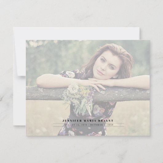 Merci Fiche de note funéraire Bereavement Photo (Dos)