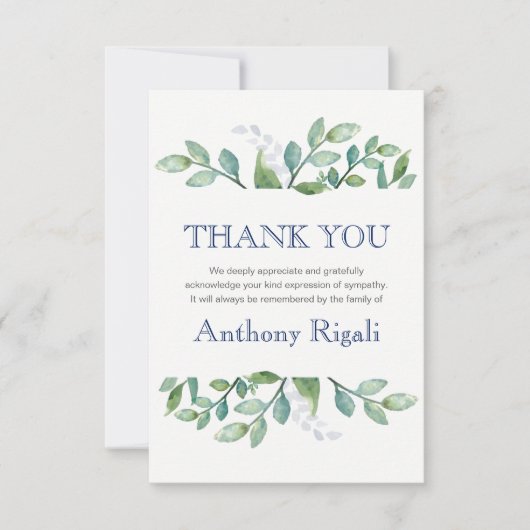 Merci Fiche funéraire Suite verte (Devant)