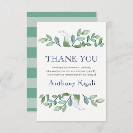 Merci Fiche funéraire Suite verte (Devant / Derrière)