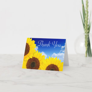 Merci Fleur de soleil jaune Floral Carte pour note