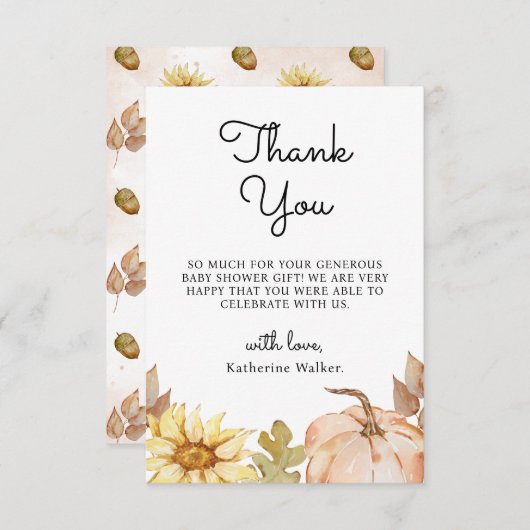 Merci Fleurs Citrouilles Baby shower d'automne (Devant / Derrière)