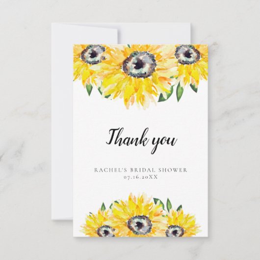 Merci Fleurs de tournesol Fête de mariage aquarell (Devant)