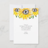 Merci Fleurs de tournesol Fête de mariage aquarell (Dos)