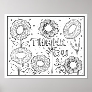 Merci Fleurs Gem Coloriage Page Poster d'art