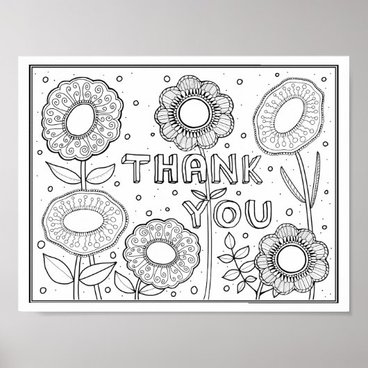 Merci Fleurs Gem Coloriage Page Poster d'art (Devant)