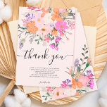Merci fleurs sauvages pastel srping douche<br><div class="desc">Ajoutez vos cartes de remerciement personnalisées à votre bébé ou à votre douche nuptiale avec cette originale et mignonne fleur sauvage de pays en rose pastel,  violet,  orange et verdâtre fleurs et feuilles sur éditable arrière - plan rose pastel.</div>