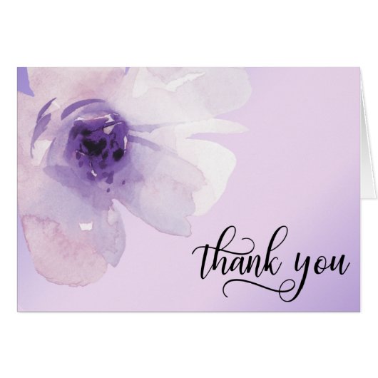 Merci floral d'aquarelle lilas pourpre de lavande (Devant Horizontal)