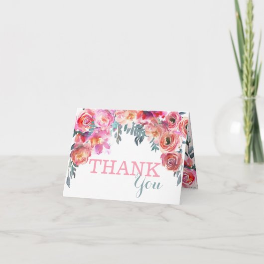 Merci floral de baisse d'aquarelle élégante (Devant)