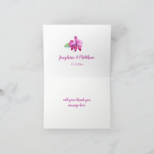 Merci floral de mariage d'orchidée pourpre (Intérieur)