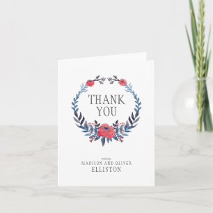 Merci floral des roses rouges d'aquarelle de