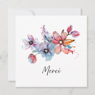 Merci Floral Kaart Notitiekaartje